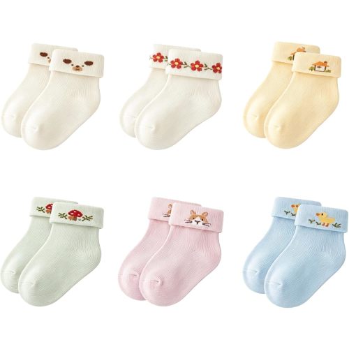 Baby Socks 6 Pairs for Newborn Girls 0-6 Months