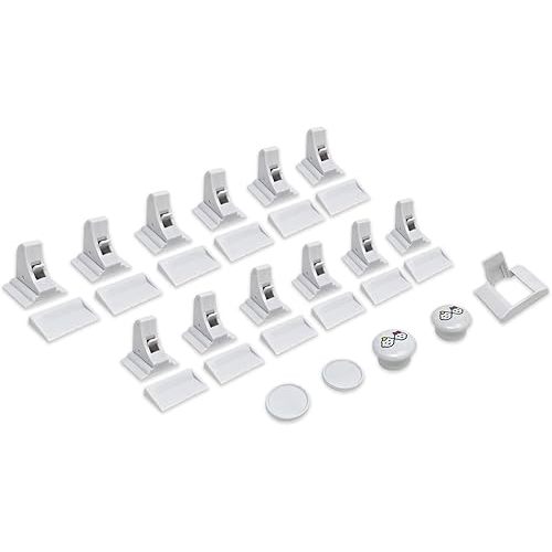 Magnetic Cabinet Locks (12 Locks + 2 Keys) with Adhesive, Easy Installation Tool - Child Proof Drawers - No Tools Or Screws Needed - Jool Baby