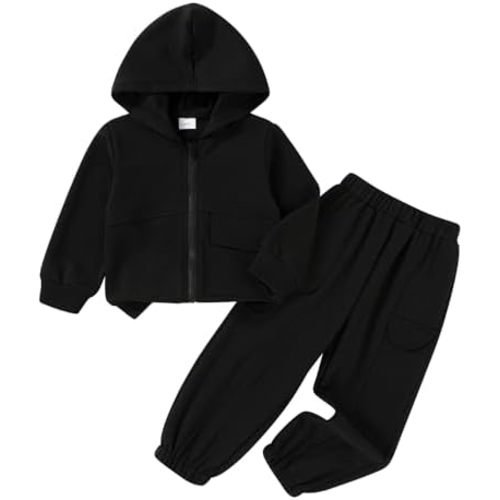 YOUNGER TREE Toddler Girls Fall Clothes Kids Hoodie Zipper Sweatshirt and Sweatpants Outfits Girls Winter Sweatsuit