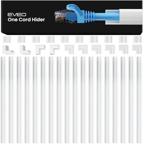 EVEO Cable Hider - One Cord Hider 300” Cord Cover Wall Cable Hider, Cable Concealer, Wire Hiders for TV on Wall. Cable Management, Cord Hider Cable Raceway Wire Covers for Cords (White, Small)