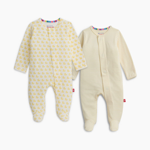 Magnetic Me Organic Cotton Magnetic Footie 2 Pack Bundle - Yellow Assorted, 3-6 M | Babylist Shop