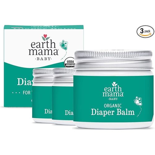 Earth Mama Organic Diaper Balm 2-Ounce | Diaper Cream for Baby | EWG Verified, Petroleum & Artificial Fragrance-Free with Calendula for Sensitive Skin (3-Pack)