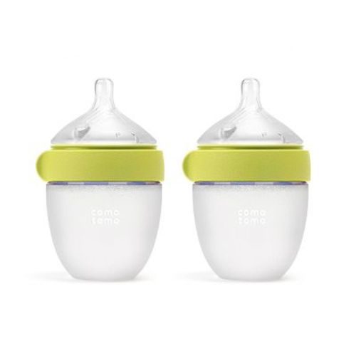 Comotomo Silicone Baby Bottles Gen 2 - Green - 5 fl oz/2pk: BPA-Free, Lead-Free, Level 1 Nipple