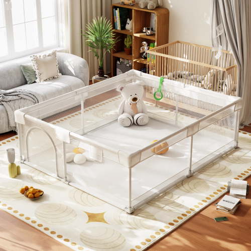 Easy4Home Extra Large Baby Playpen 71"x60" Toddler Play Yards Safety Fence, Light Gray