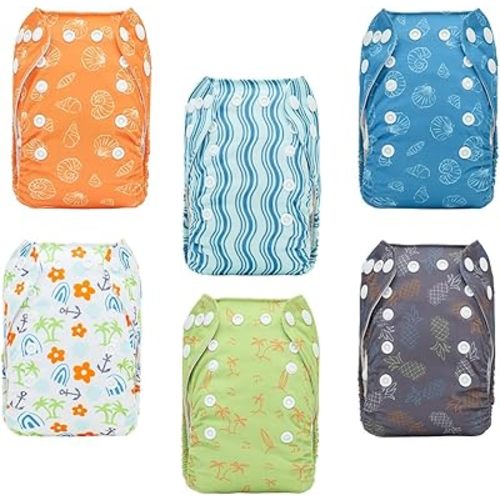 ALVABABY Baby Pocket Newborn for Less Than 12pounds Baby Snaps Cloth Diapers Nappy 6pcs with 12 Inserts 6SVB132