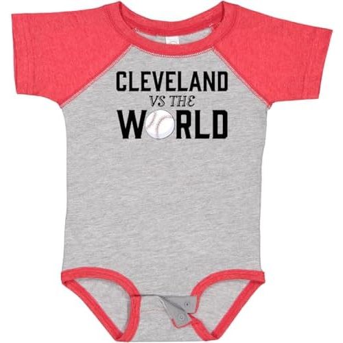 inktastic Cleveland Vs. the World with Baseball Baby Bodysuit