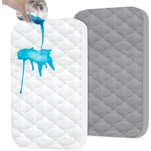 Waterproof Bassinet Mattress Pad Protector Cover 33x20, 2 Pack