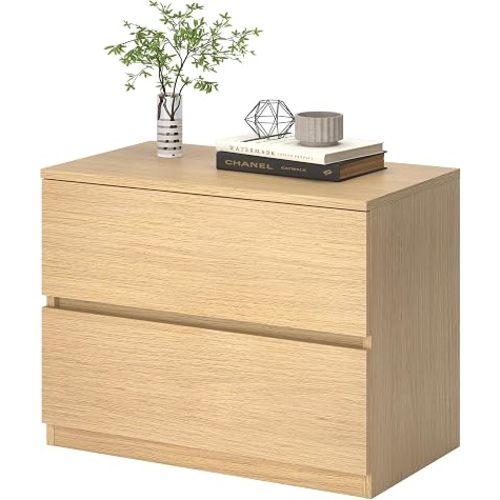 furtble 2 Drawer Dresser, Small Dresser for Closet, Light Wood Storage Cabinet for Bedroom, Oak Nightstand Sofa Beside Table Drawer Chest, 23.6 in