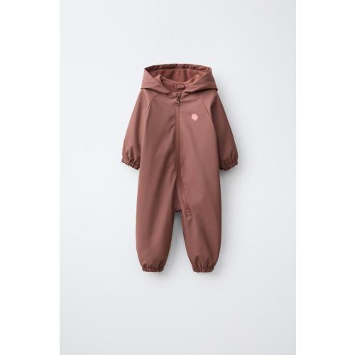 WATER-RESISTANT FLORAL RUBBERIZED JUMPSUIT - Plum | ZARA United States
