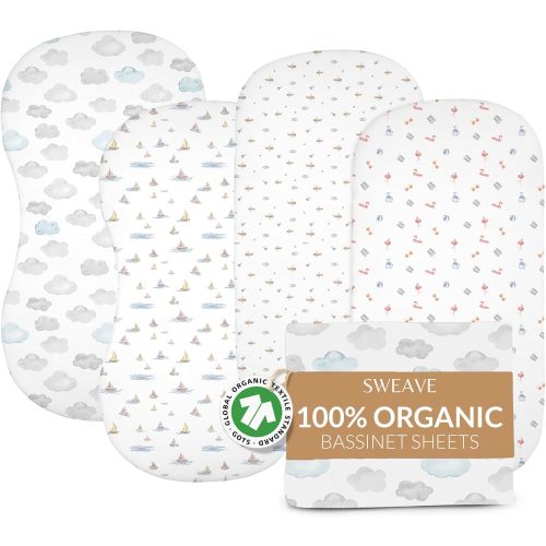 100% Organic Bassinet Fitted Sheets (4-Pack)