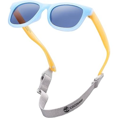 COCOSAND Flexible Polarized Baby Sunglasses with Strap UV Protection for Toddler Infant Girl Boy Age 0-24 Months
