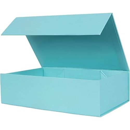 Aimyoo Blue Collapsible Gift Box with Magnetic Closure Lids 10.5x7x3 in, Medium Bridesmaid Groomsman Proposal Boxes, Rectangle Present Box for Graduation Birthday Storage (1 Pack)