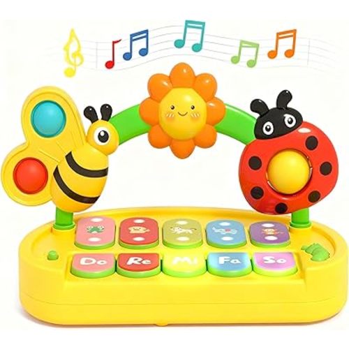 Baby Piano Toy 6-12 Months Light Up Music Keyboard Baby Toys for 3 6 9 12 18 Months with 4 Modes, Infant Educational Early Learning Toys, Small Musical Piano Toy 1 Year Old Boys Girls Gift