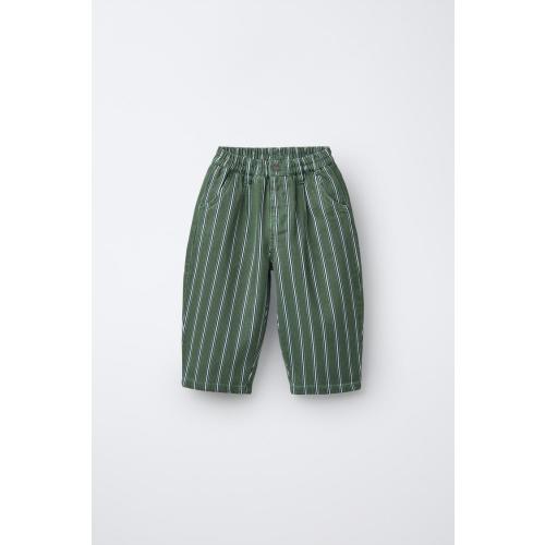 STRIPED BAGGY PANTS - Mid-green | ZARA United States