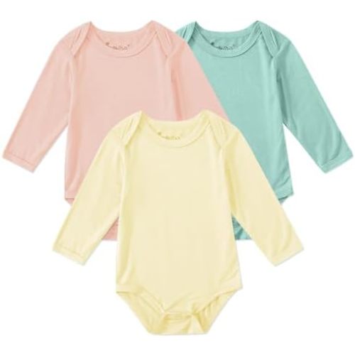 Jimonda Unisex Baby Bodysuit Long Sleeve 3-Packs Boys Girls Bamboo Infant Clothes Soft Baby Outfit for 0-24 Months