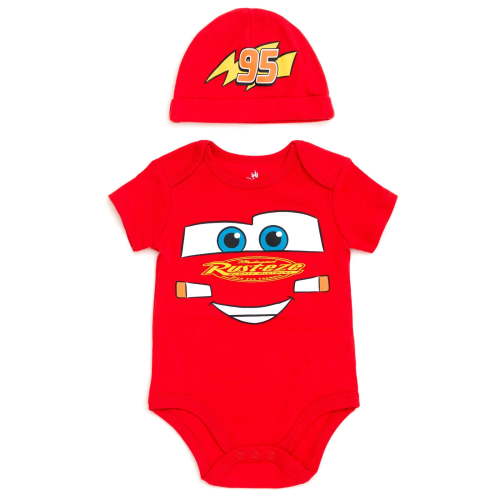 Disney Cars Lightning McQueen Cosplay Bodysuit and Hat Set Logo Newborn to Infant
