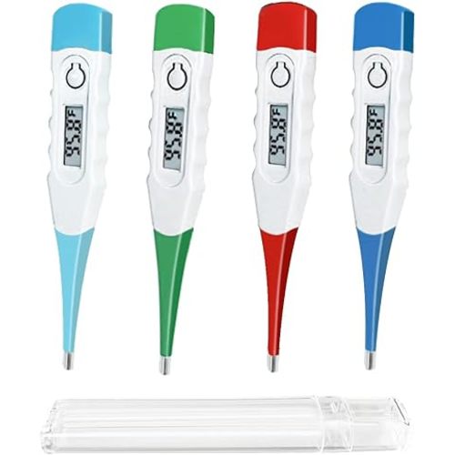 Oral Thermometer, Digital Thermometer for Oral, Rectal or Under Arm Use (A, Pack of 4)