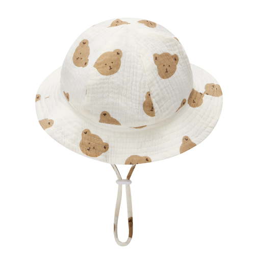 Toddler Sun Hat Baby Girls Boys Bucket Hat Infant Beach Hat Infant Summer Wide Brim Fisherman Hat with Chin Strap 0-12 Months