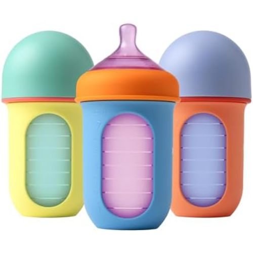Boon Nursh Silicone Baby Bottles - Color Block - 8 Oz - 3 Count