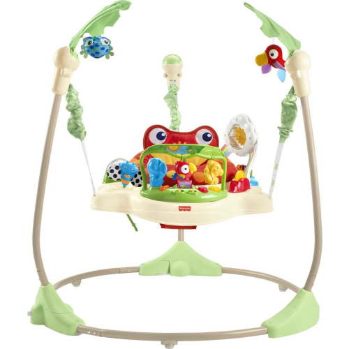 Fisher-Price Rainforest Jumperoo Baby Bouncer, Interactive Activity Center with Lights, Sounds, Music - New