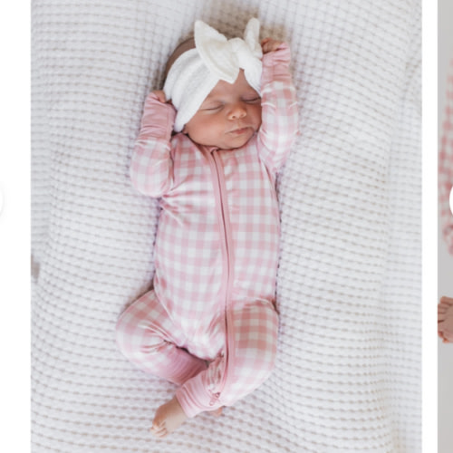 Blush Gingham Zipper Romper – In My Jammers