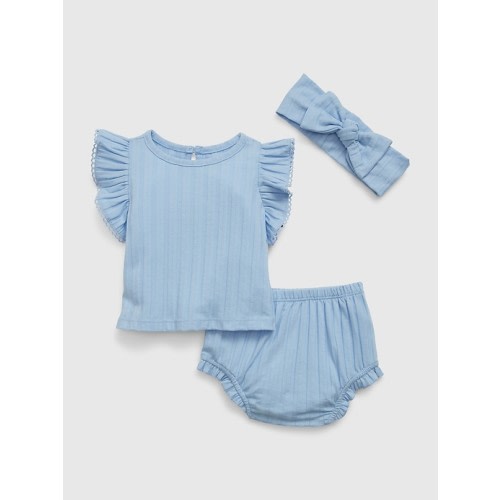 Baby Rib Outfit Set in cerulean blue