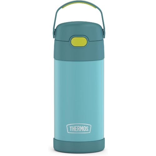 THERMOS FUNTAINER Water Bottle with Straw - 12 Ounce - Kids Stainless Steel Vacuum Insulated Water Bottle with Lid, Blue/Green