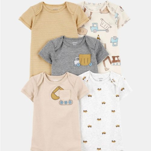 Baby Boy 5-Pack Construction Short-Sleeve Cotton Bodysuits | Carter's