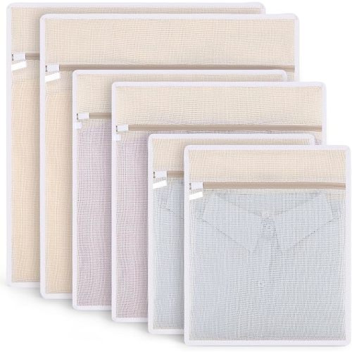 6-Pack Durable Honeycomb Mesh Laundry Bags for Delicates, 12 x 16 Inches | 120gsm Honeycomb Mesh, Sturdy Zipper, Protect Delicates, Reusable, Washer & Dryer Safe, For College, Dorm, Home and Travel