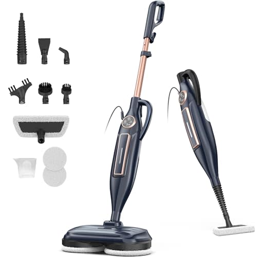 DEVOAC VM6 Scrubbing Steam Mop with Rotating Mop Pads, 10 in 1 Steam Mop, Lightweight Spin Mop & 3 Steam Modes for Hard Floor Laminate Marble Floors