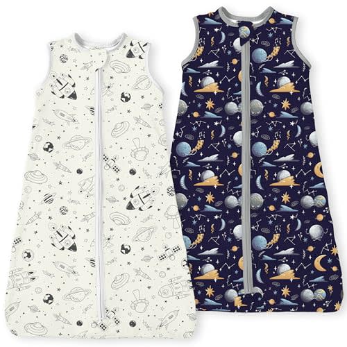 TOTBASIC Baby Sleep Sack 15-18-24 Months Light Wearable Blanket for Babies with 2-Way Zippers, 0.5 TOG Premium Soft Breathable Sleeping Bag for Toddler Boys Girls 2-Pack(Space Odyssey)