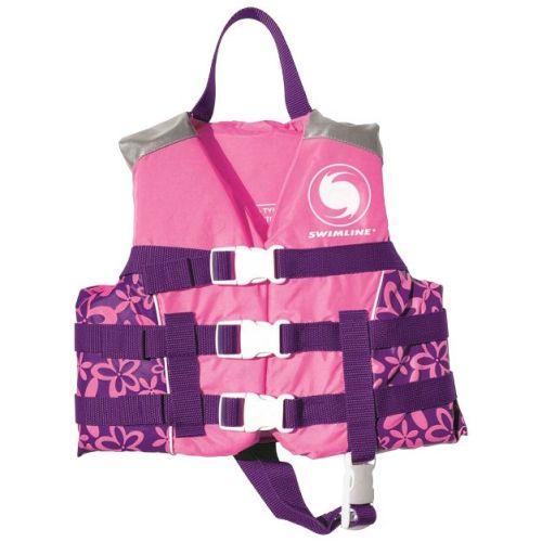 Swimline Children's USCG Approved Swimming Pool Floral Vinyl Life Vest - Pink/Purple - XS
