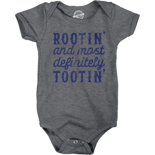 Rootin and Most Definitely Tootin Baby Bodysuit Funny Sarcastic Novelty Jumper for Infants Funny Onesies Sarcastic Clothes for Baby Cool Adult Humor Onesie Dark Grey Newborn