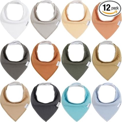 Baby Bandana Drool Bibs for Boys Girls,Super Absorbent Triangle Baby Bibs for Drooling and Teething,100% Cotton Soft for Infant,Newborn 12Pack