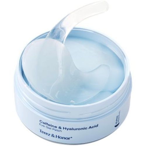 Terez & Honor Caffeine Hyaluronic Acid Eye Gel Patch Korean Skincare - 30 pairs - Puffiness Reduction, Hydration Improved, Vegan, Unscented
