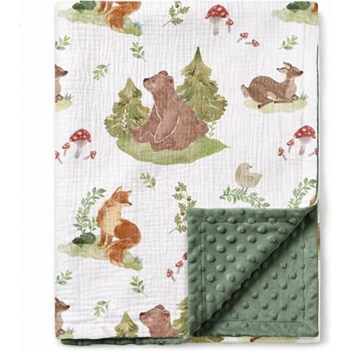 GLLQUEN BABY Muslin Baby Blankets for Boys & Girls, 2-Layer Toddler Blanket