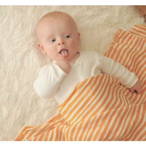 Tangerine Orange Stripes Bamboo Swaddle Blanket