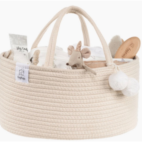 Cotton Rope Diaper Caddy - Beige