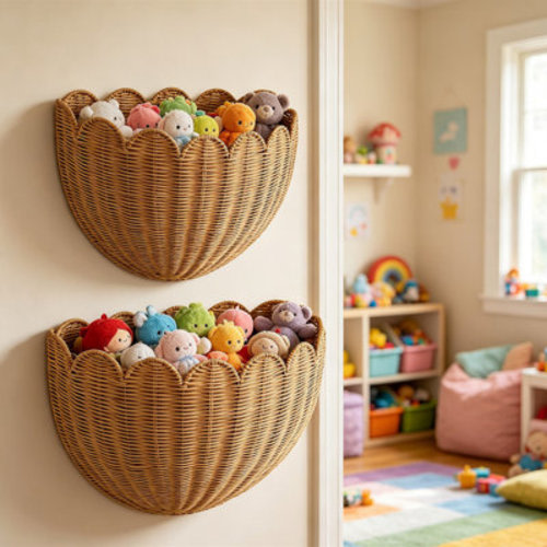 Front Door Hanging Wall Baskets Set of 2, Natural Water Hyacinth Wicker Storage Organizer for Mail, Flowers, Plants, Farmhouse Boho Decor, Best Gift for Grandma | Wayfair