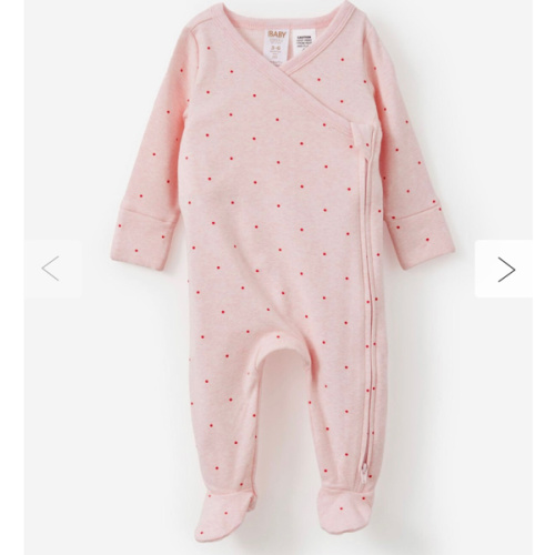 Baby Beige Organic Cross Over Zip Romper | Cotton On Kids Australia
