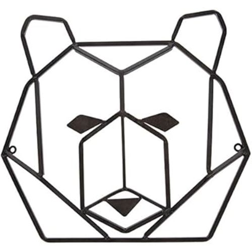 Everydecor Rustic Geometric Bear Head Metal Wall Art Decor for Home Office Kitchen Living Room Bedroom Farmhouse Indoor Outdoor Bear Sign Decoration