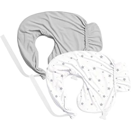Nursing Pillow Cover 2-Pack, Fits Wrap-Around U-Shaped Nursing Support Pillows (22 x 16 x 5 in), Soft & Breathable, Easy On/Off – Covers Only