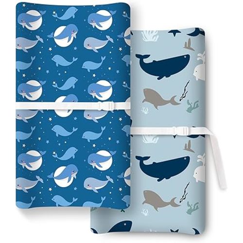 Extra Stretchy Changing Pad Cover, Ultra Soft Premium Jersey Knit Changing Pad Sheets, Unisex for Boys Girls, Fits All Standard Changing Tables/Dresser Tops - 2 Pack