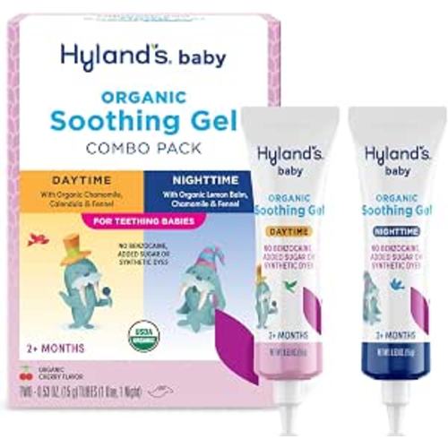 Hyland’s Oral Soothing Gel Combo Pack - .53 oz, 2-Count, Organic Cherry Flavor - Soothing Daytime and Nighttime Support for Teething & Oral Discomfort