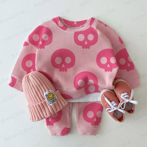 Baby Toddler Skull Pink Waffle 2-piece Set