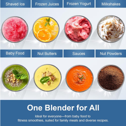 12-Piece Smoothie Blender Maker 25,000 RPM Personal Blender for Ice Crushing Smoothies & Frozen Drinks Nuts with 23oz, 32oz, 37oz Portable Cups Two 6-Leaf Stainless Steel Blades, Silver