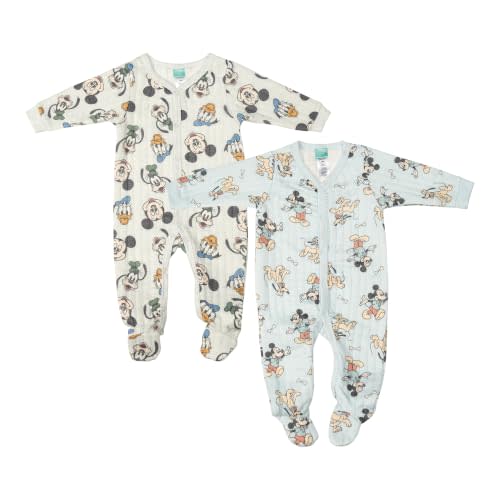 Magic Threadz Disney Clothes Baby Boys 2-Pack Quilted Footed Coveralls Mickey Mouse, Winnie the Pooh and Dumbo (0/3M-6/9M)