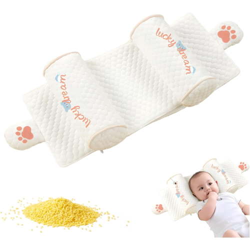 Soft Hypoallergenic Head & Neck Support Pillow Portable Cozy Cotton Breathable Shaping Pillow Machine Washable (B)