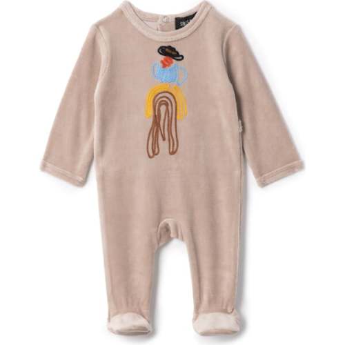 Cowboy Embroidered Onesie Beige - Space Grey | Maisonette