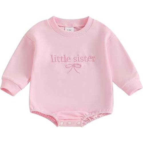 GOOCHEER Big Sister Little Sister Matching Outfit Newborn Baby Girl Long Sleeve Romper Toddler Girl Pullover Sweatshirt Top